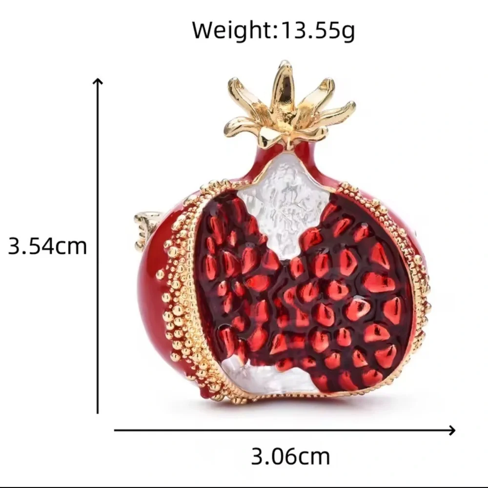 Red Pomegranate Gold Brooch